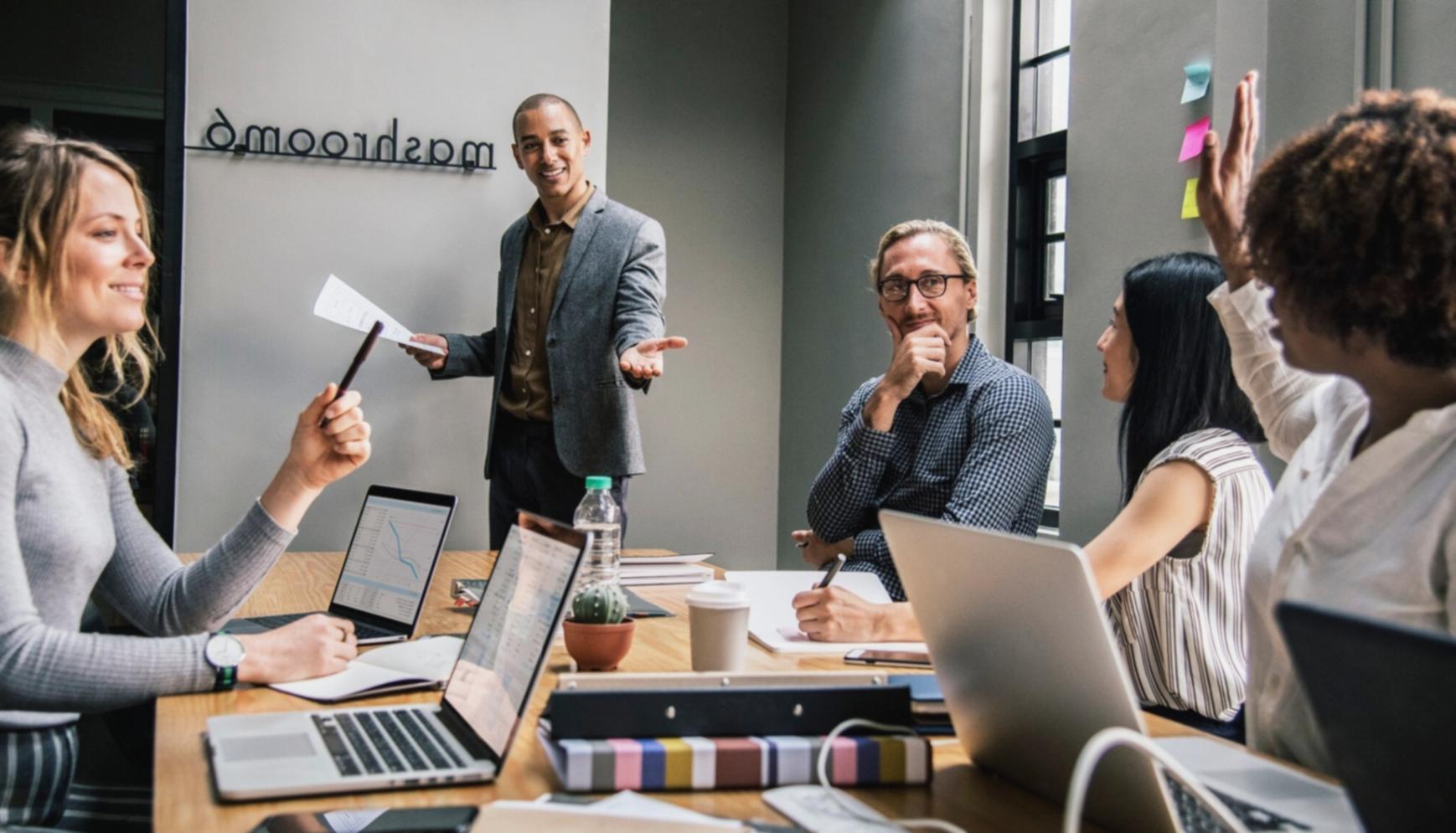 Strategic business planning session with collaborative workspace setup